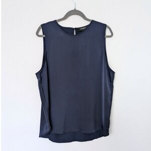 NWT Banana Republic Navy Blue Satin Sleeveless Shell Top Women's XL